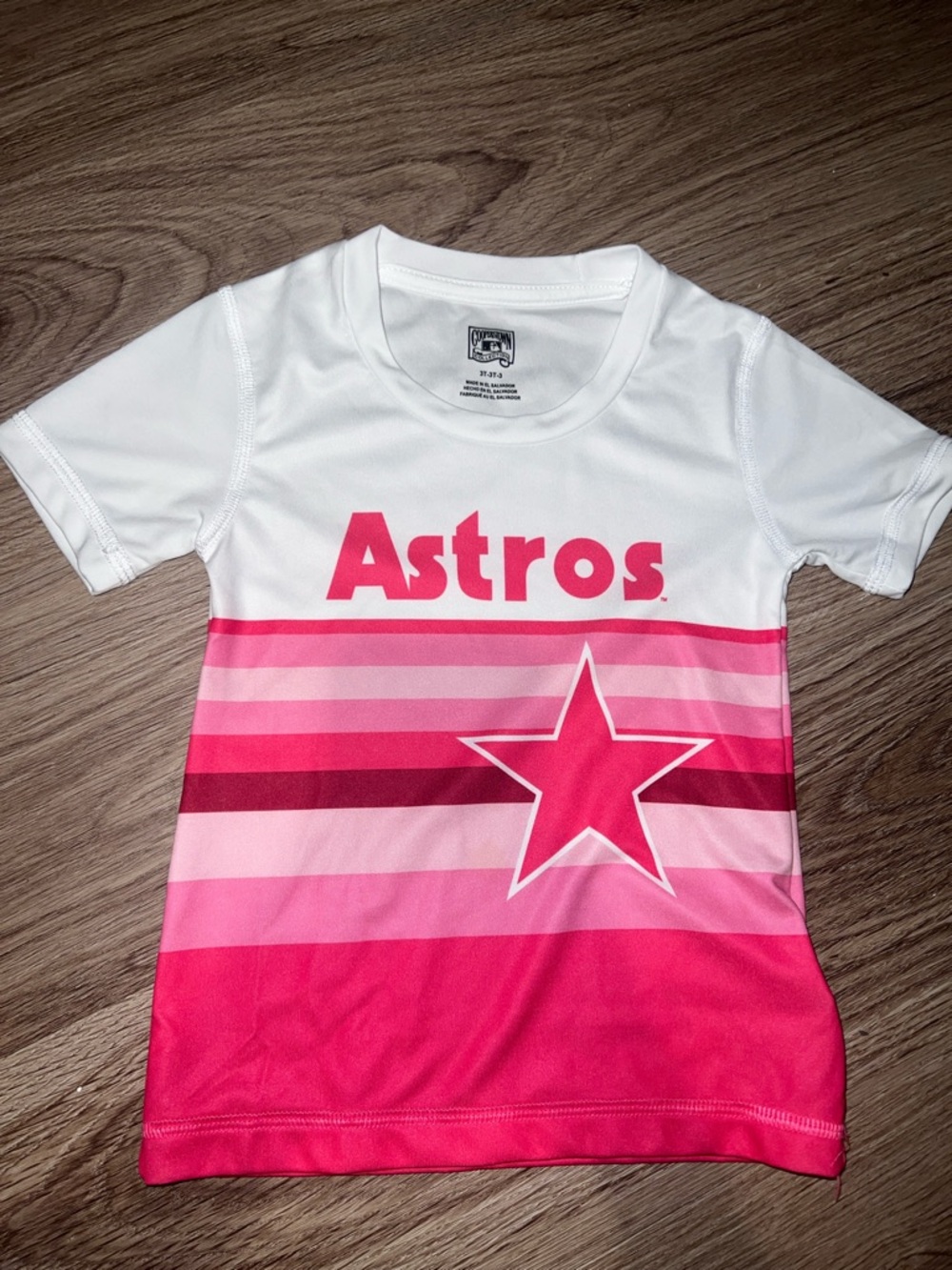 Kids Astros Short Sleeve Tee - White & Pink Star Graphic